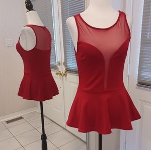 4/$80 Red Flare Sleeveless Top With Mesh - Size Medium